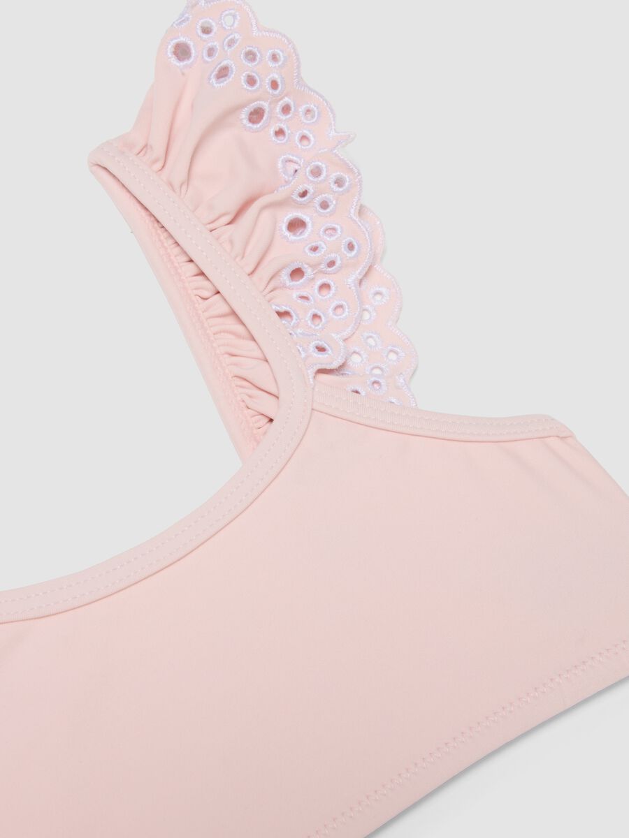 Bikini rosa in tessuto elasticizzato con volant_2