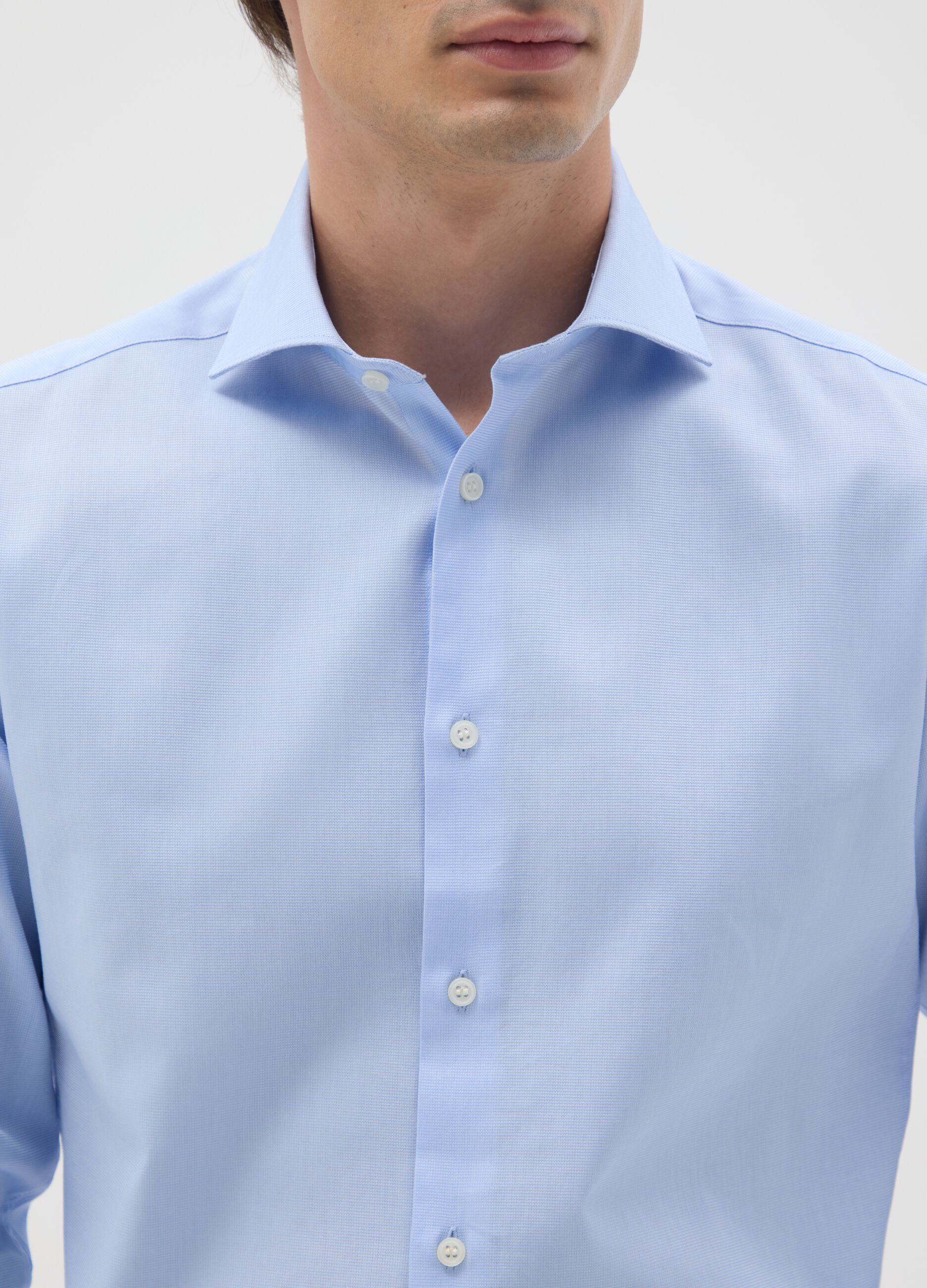Men's slim fit light blue pure cotton shirt