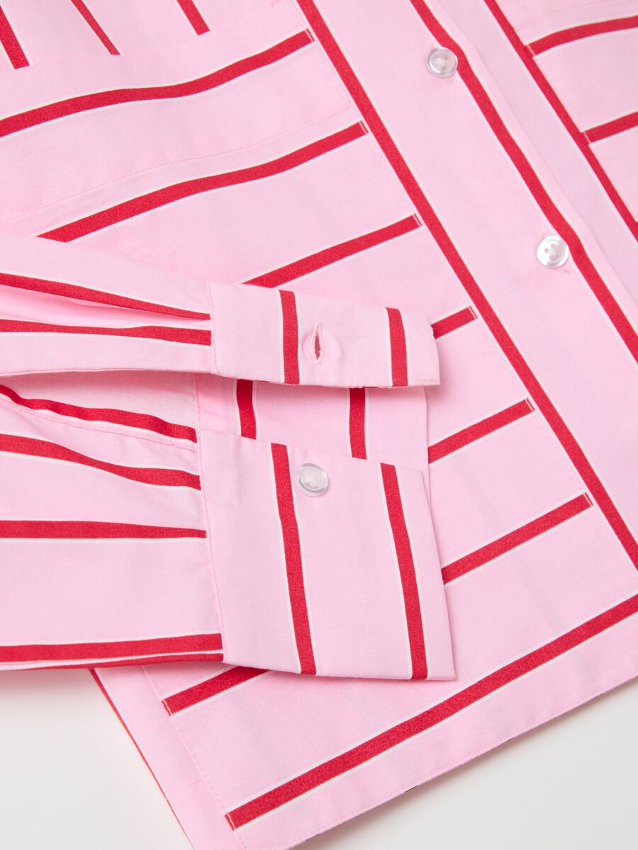 Pink boxy-fit shirt in poplin with striped pattern_5