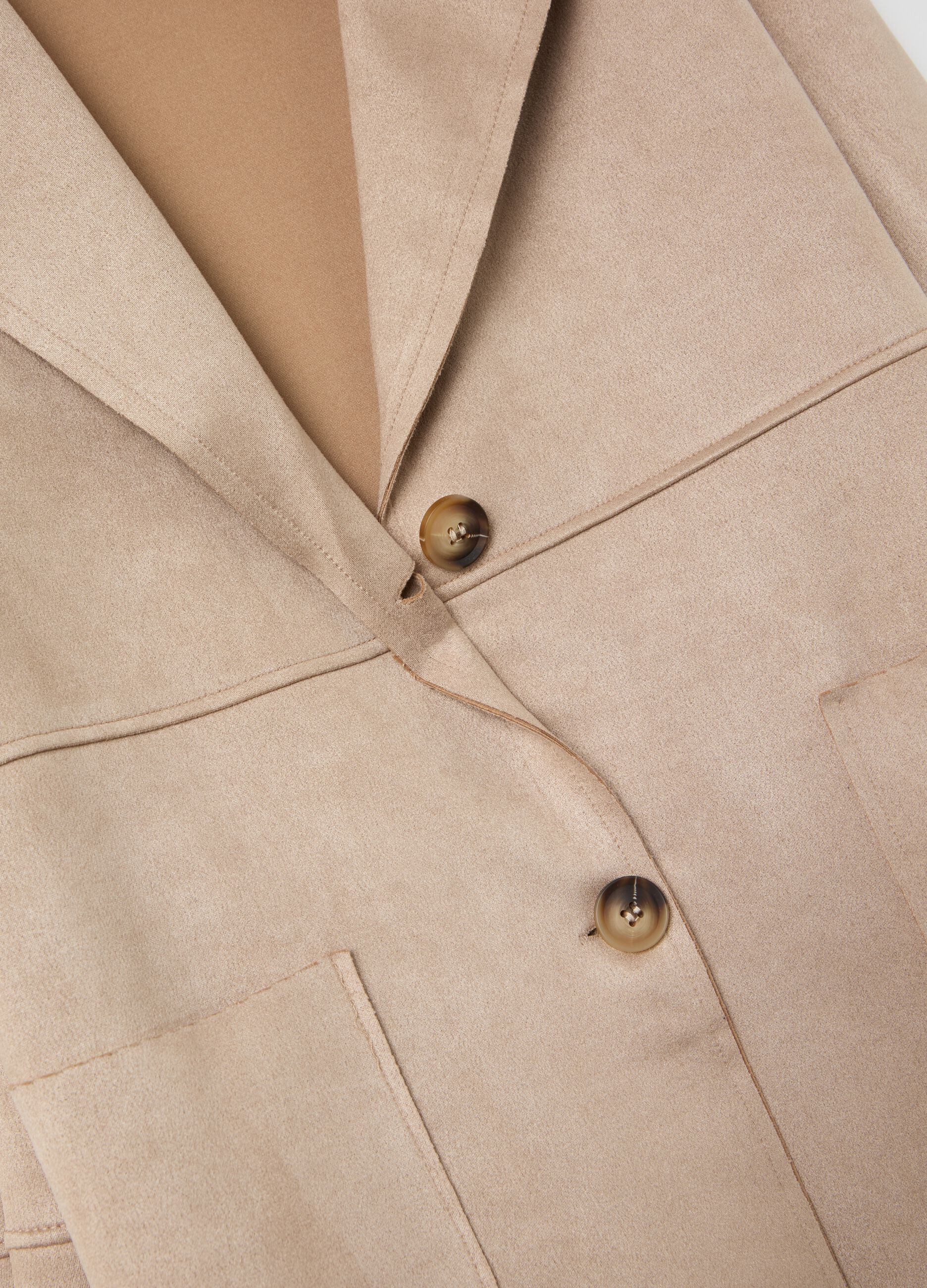 Long suede jacket with buttons