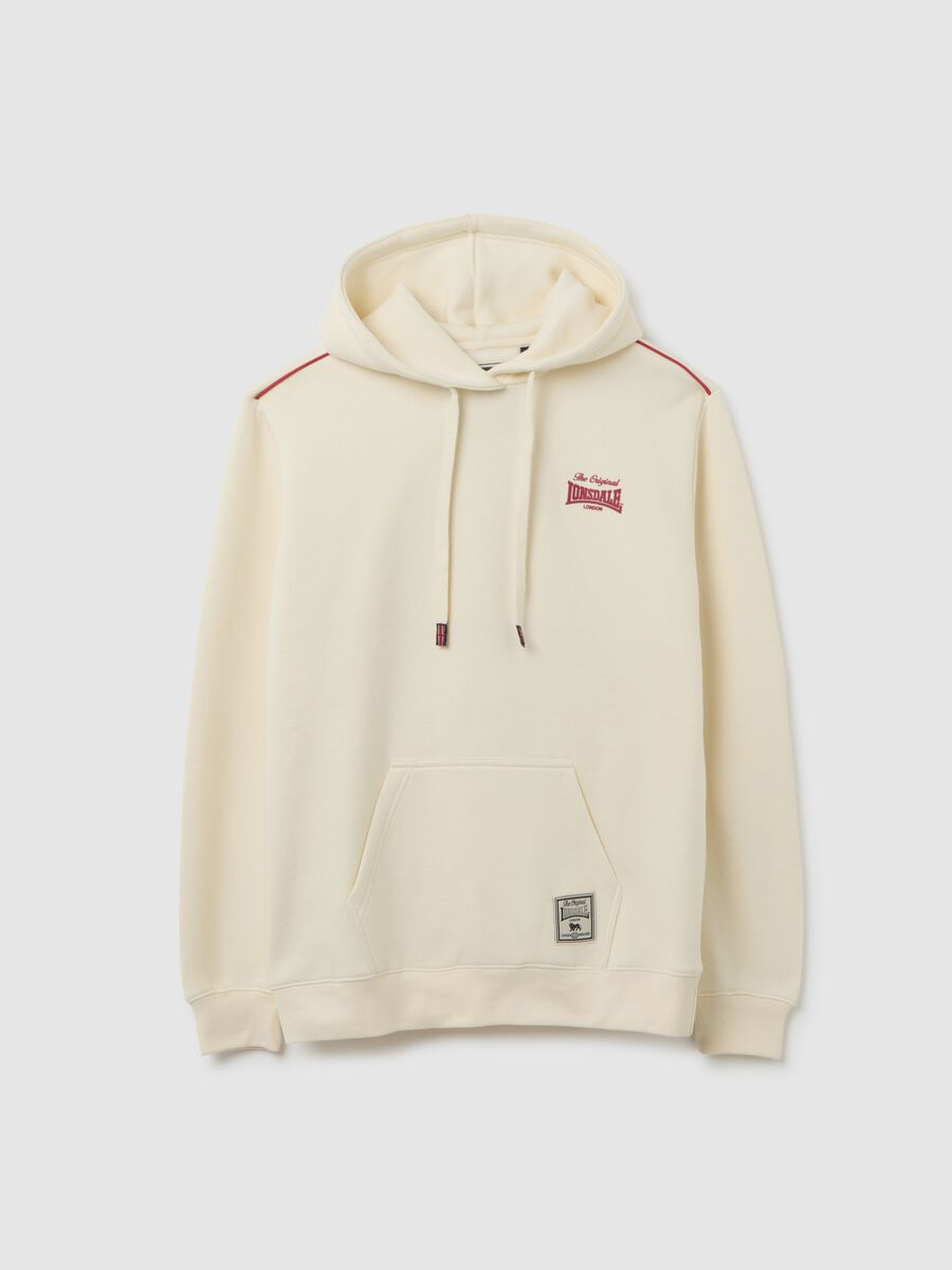 Beige cotton blend hoodie_4