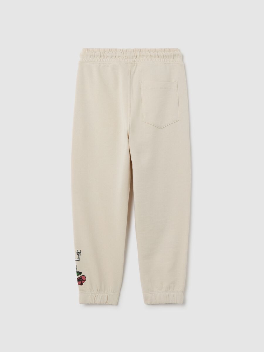 Children's beige cotton jogging trousers regular fit_1