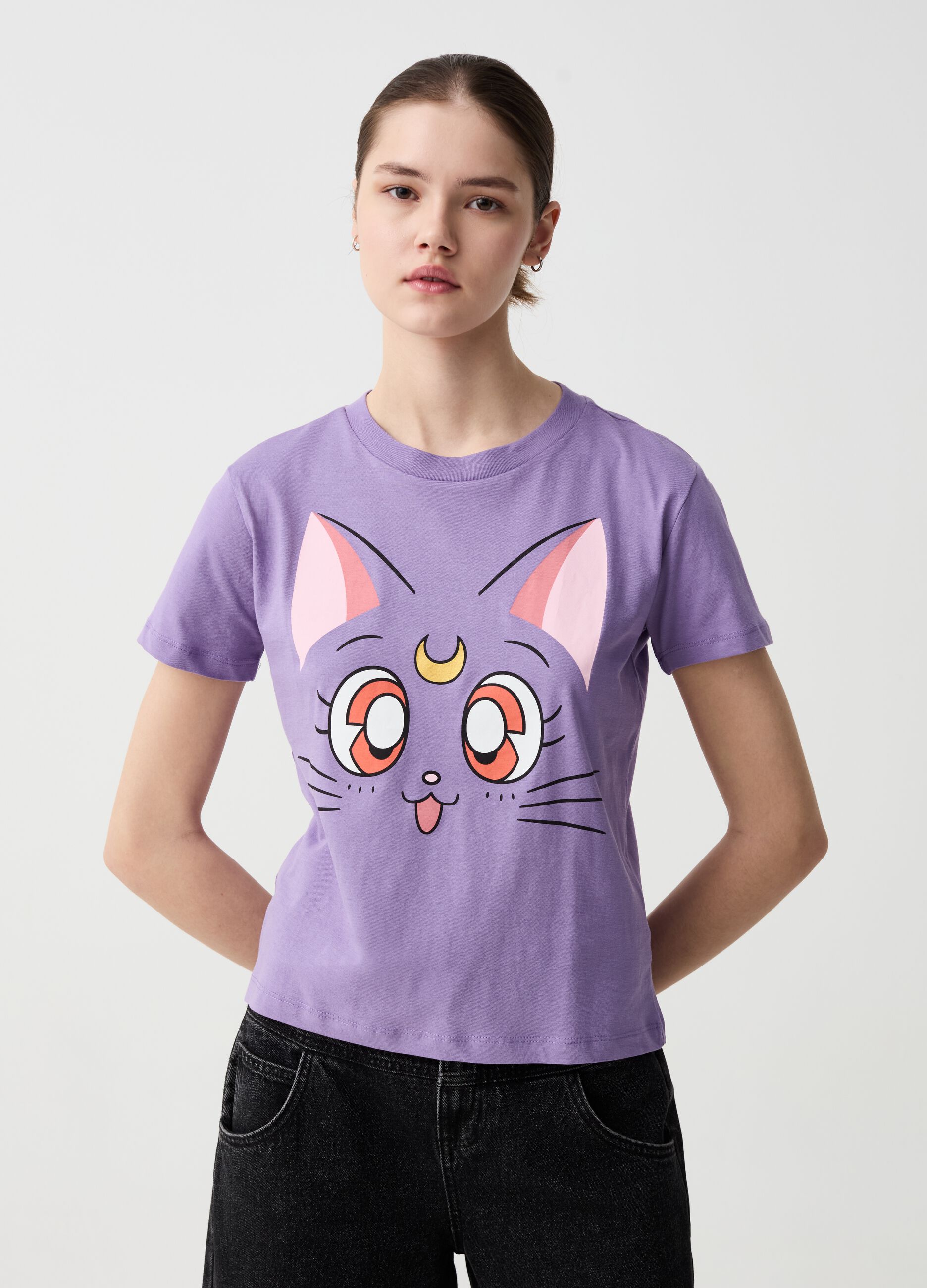 T-shirt with Sailor Moon Luna print