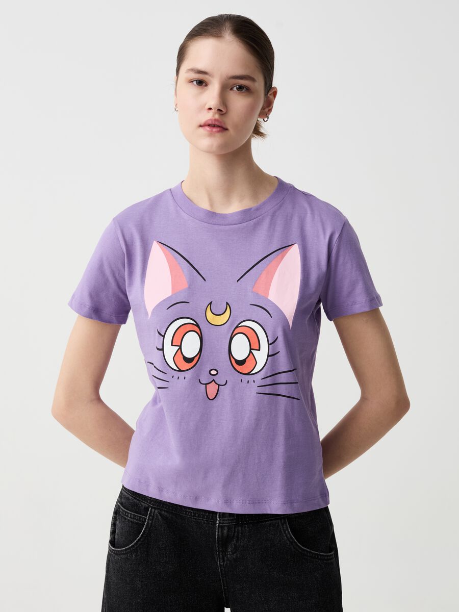 T-shirt with Sailor Moon Luna print_0