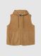 Brown regular fit gilet with zip and hood_4