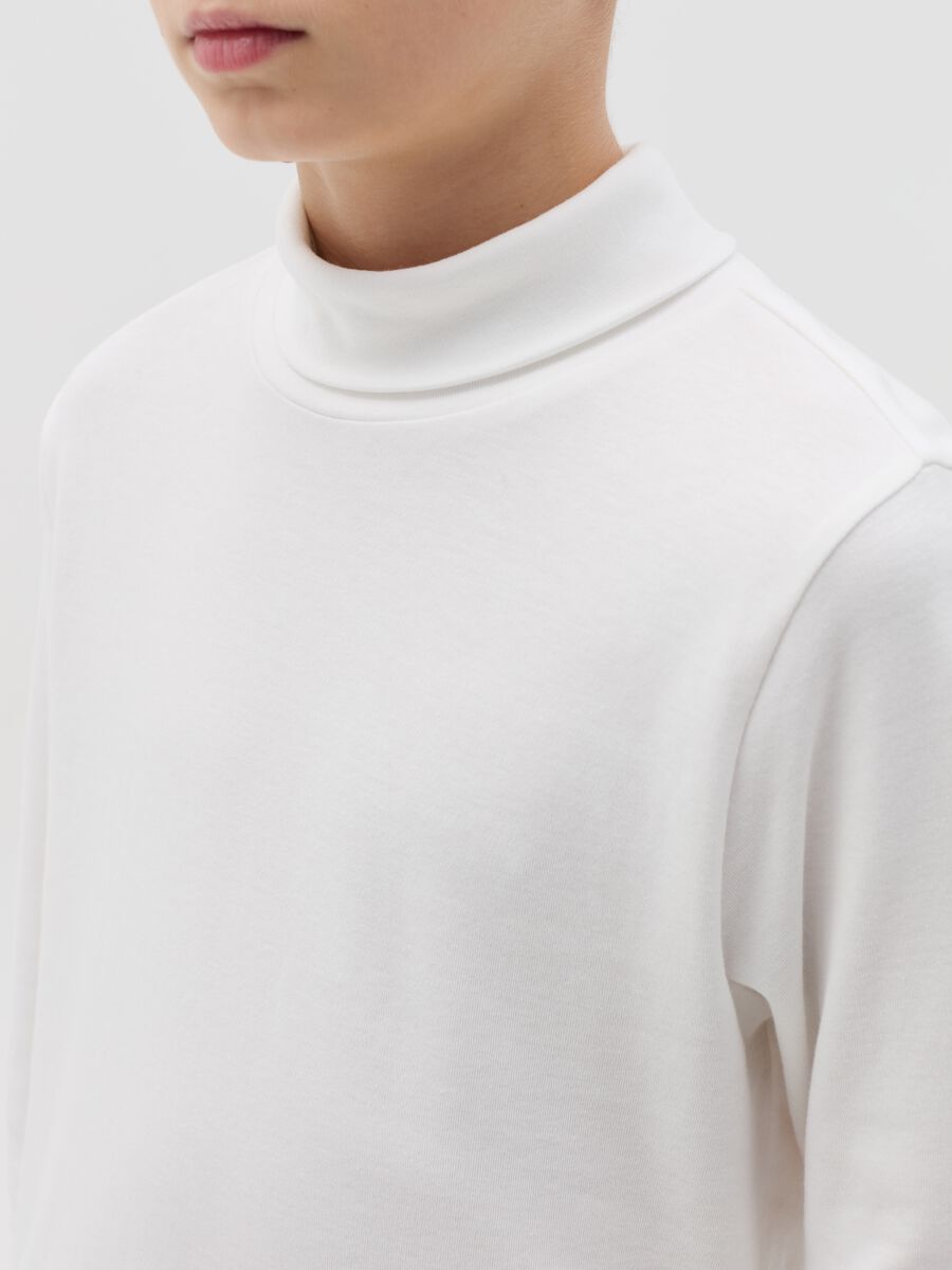 Cotton T-shirt with high neck_1