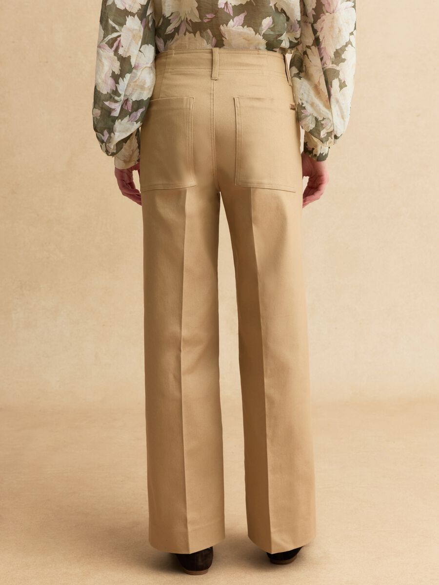 Pantaloni dritti in misto cotone beige regular fit_3