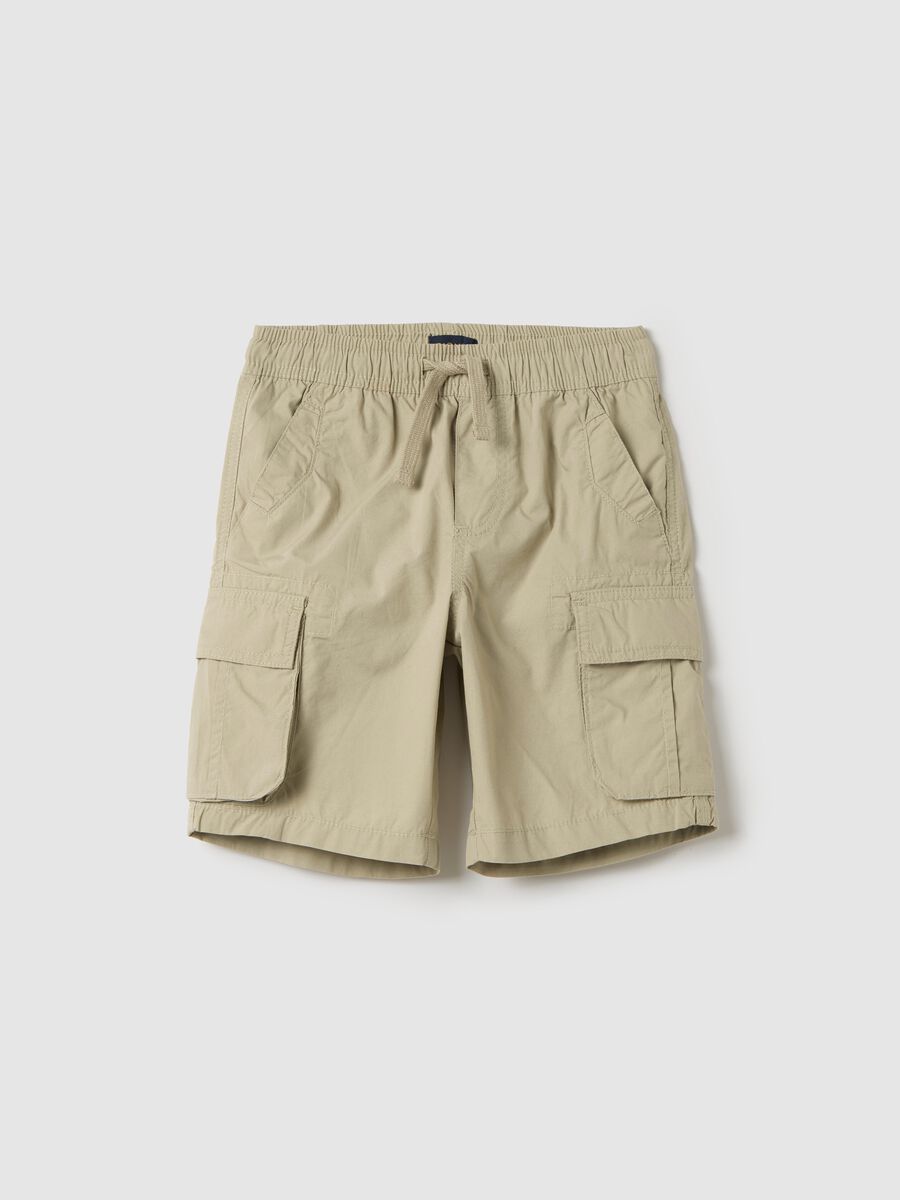 Green cargo Bermuda shorts in canvas with drawstring_0
