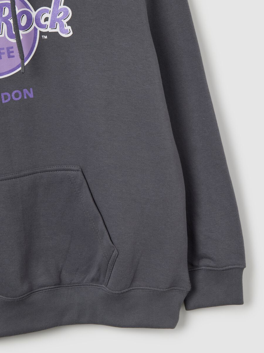 Felpa in misto cotone grigia regular fit con logo Hard Rock Cafe_1