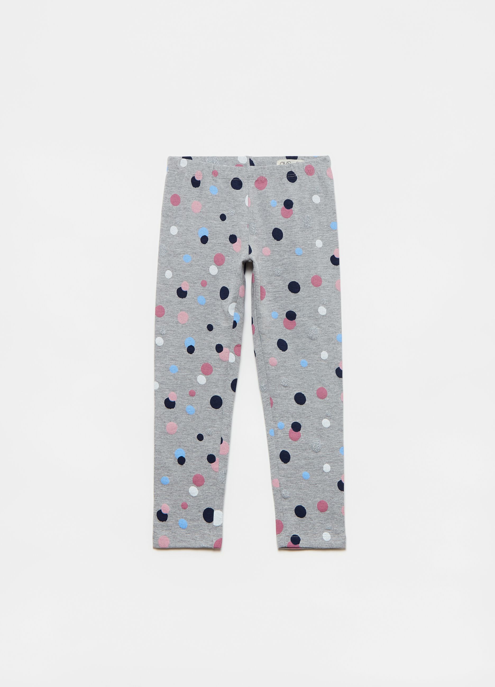 Stretch leggings with polka dots and glitter