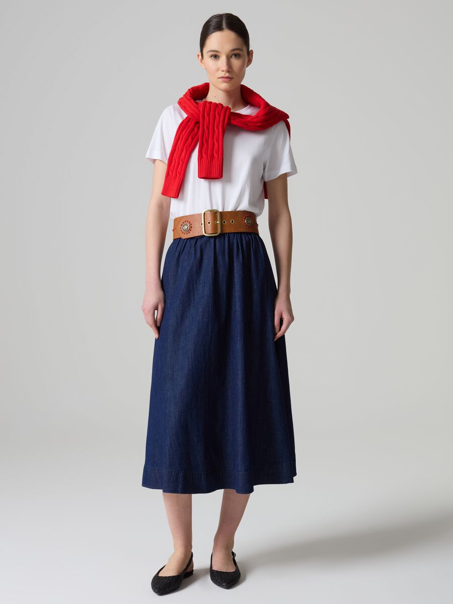 Full midi skirt in flowing denim_0