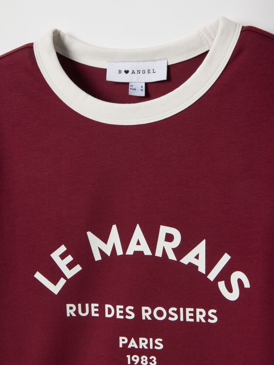 T-shirt in cotone elasticizzato rossa regular fit con stampa_5