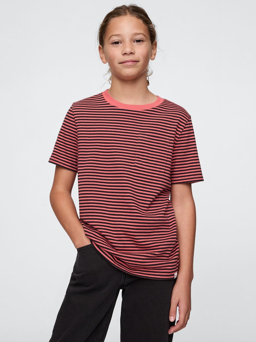 Red and black striped T-shirt with pocket_0