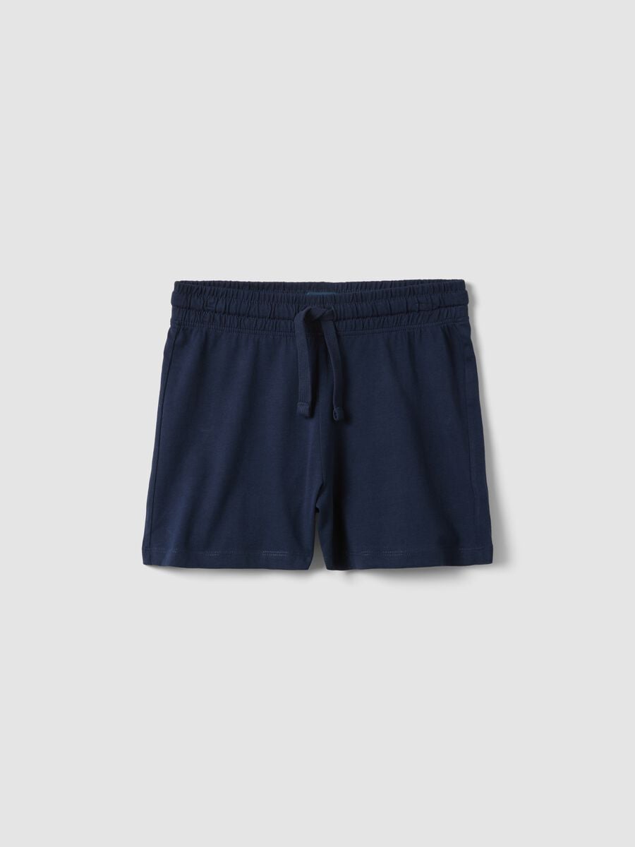 Pantaloncini in puro cotone blu da ragazza regular fit_3