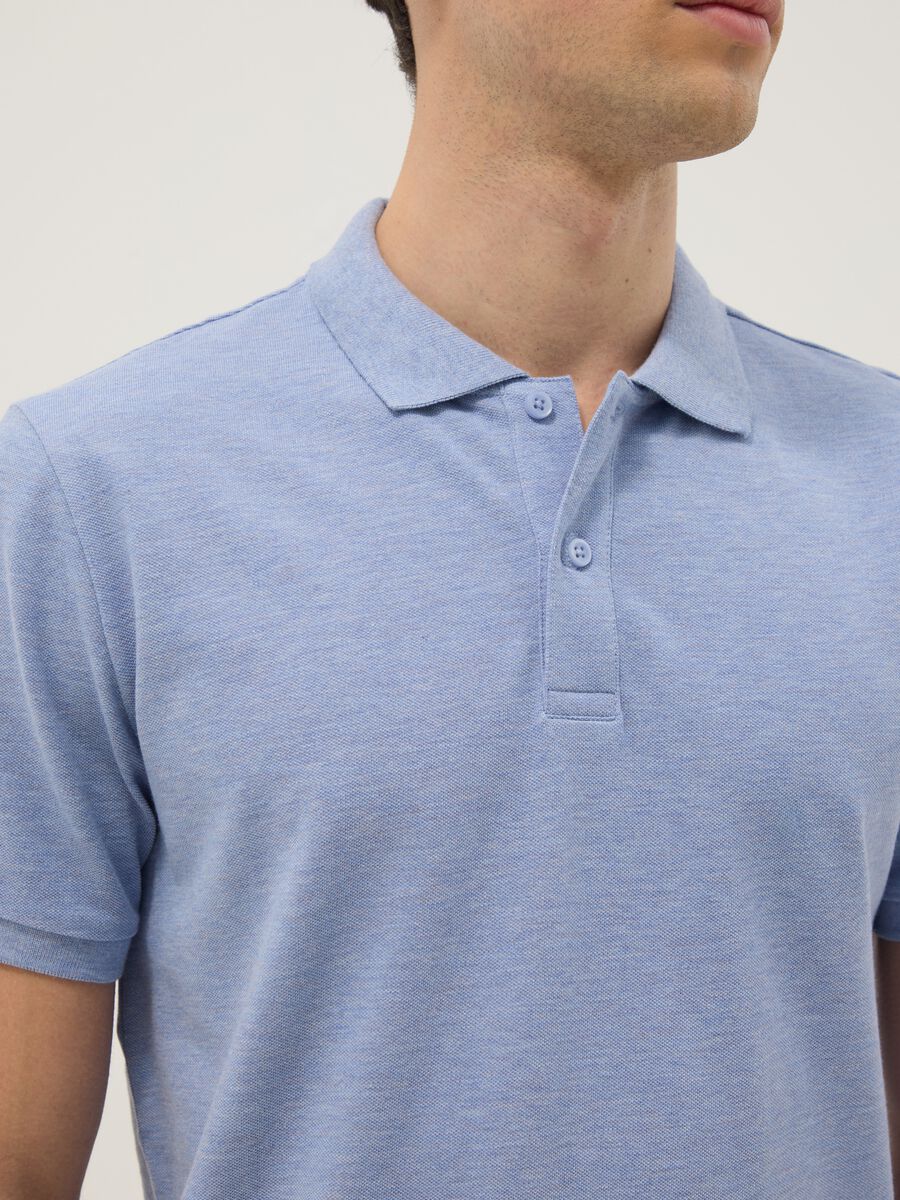 Short-sleeve light blue polo shirt in pure cotton_3
