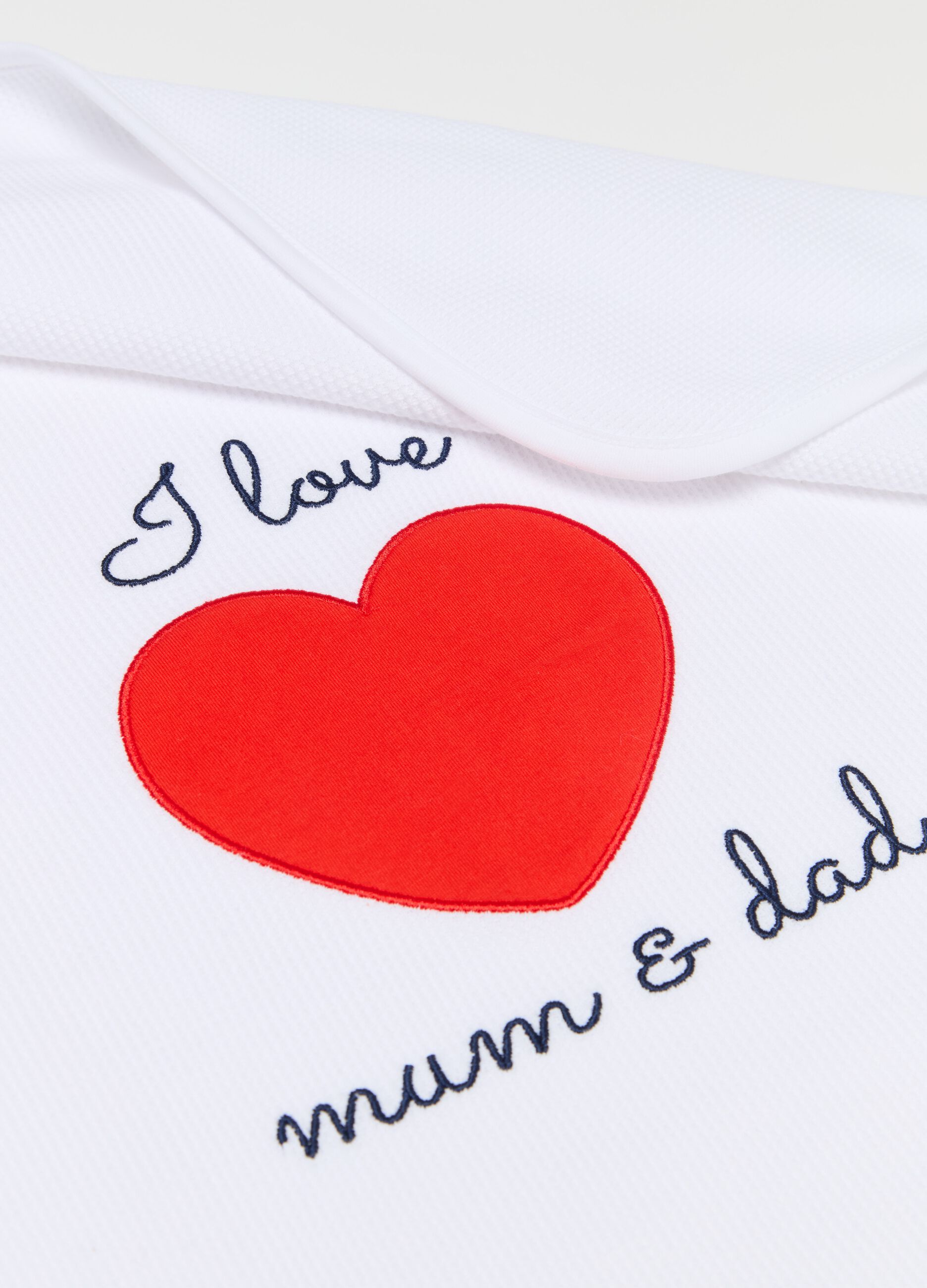 Waffle weave blanket with I Love Mum & Dad