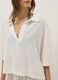 Short white pure cotton kaftan with V-neck_3