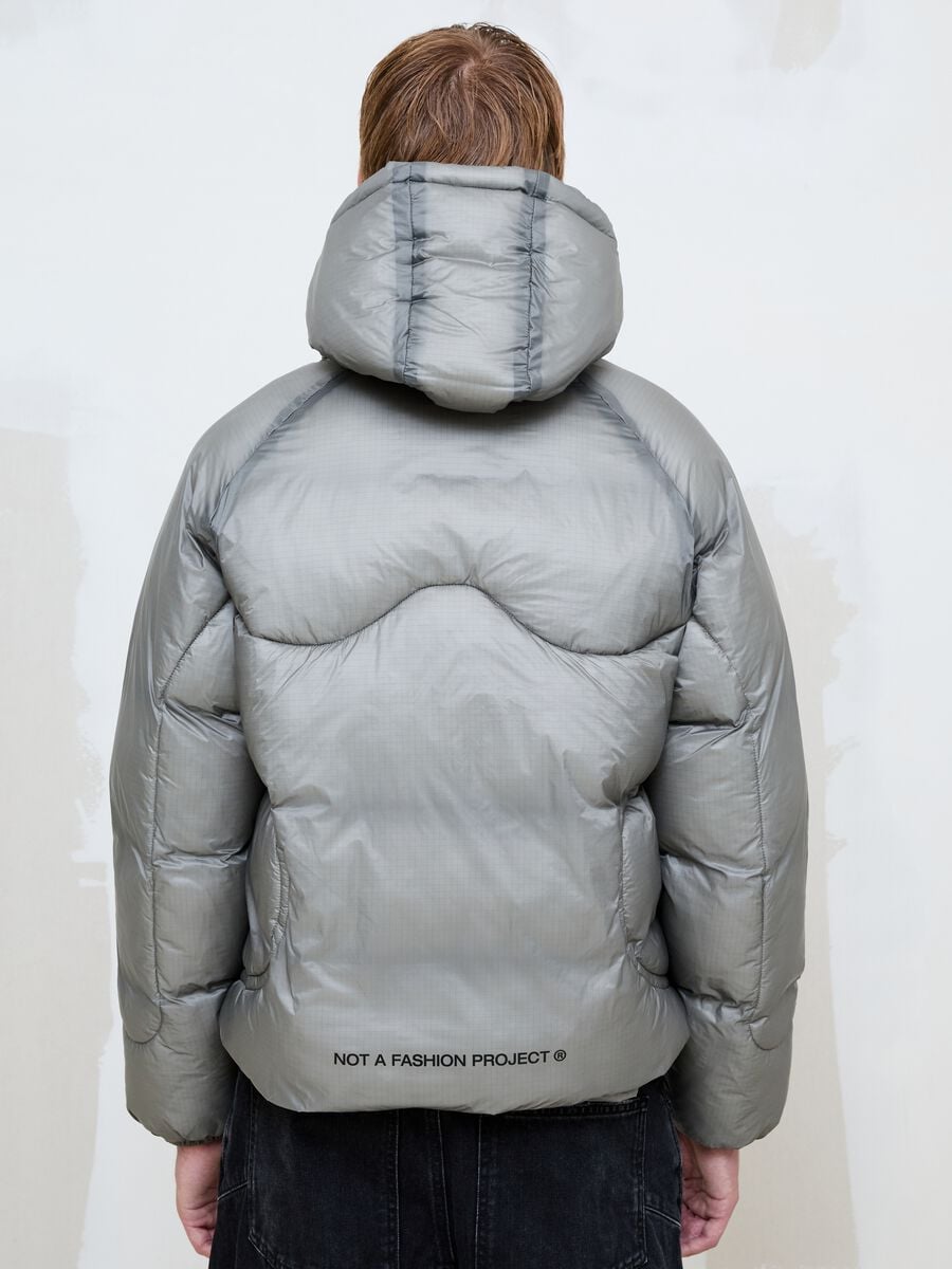 Nylon Ripstop Hooded Puffer Jacket Grey_4