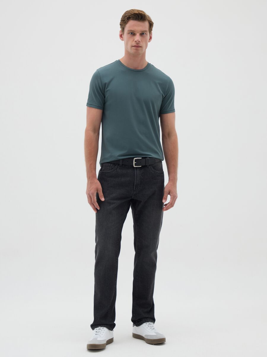 Men's green cotton slim fit T-shirt_1