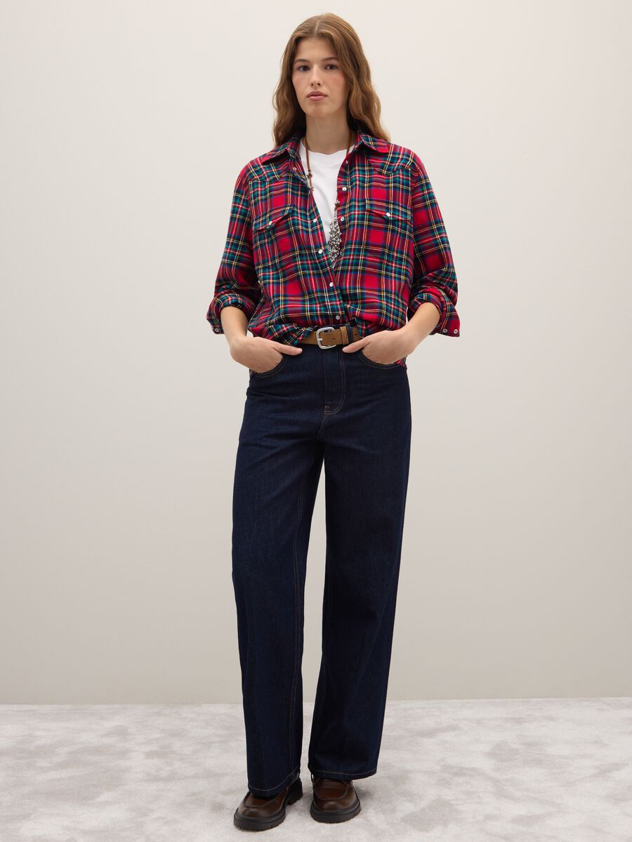 Multicoloured checked shirt in pure cotton and regular fit flannel_2