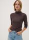 Brown stretch viscose top with mock neck, regular fit_0