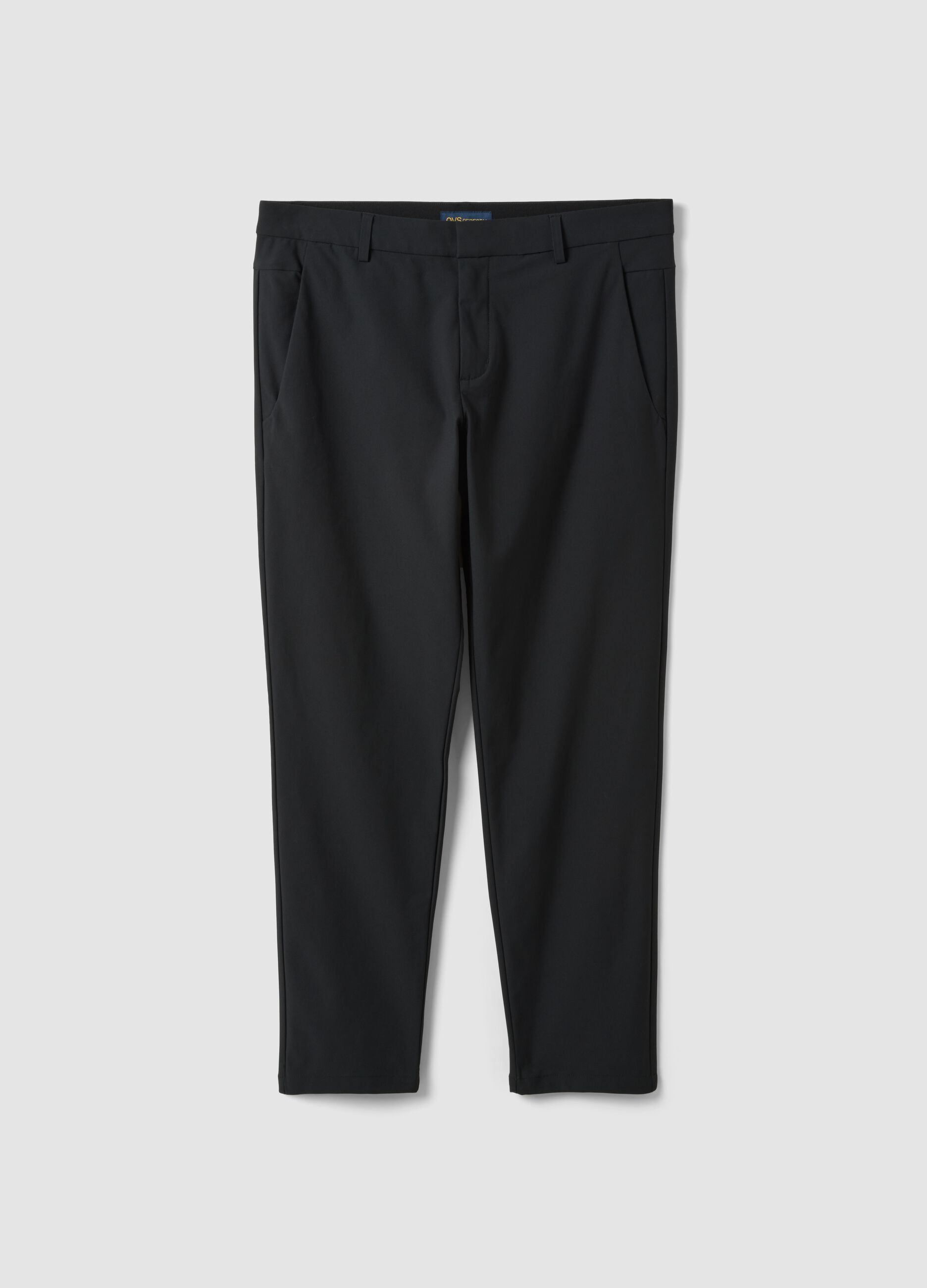 Black regular-fit chino trousers