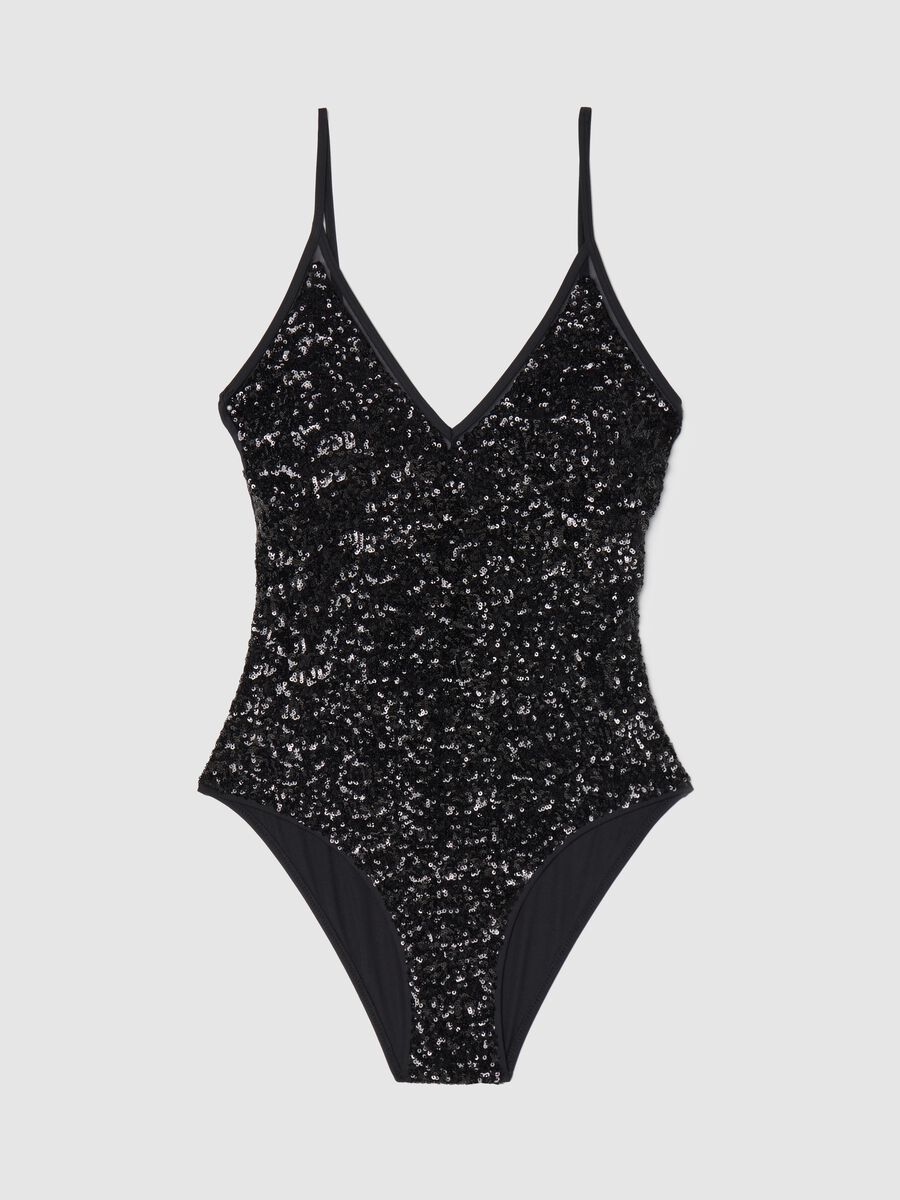 Black one-piece swimsuit with sequins_4