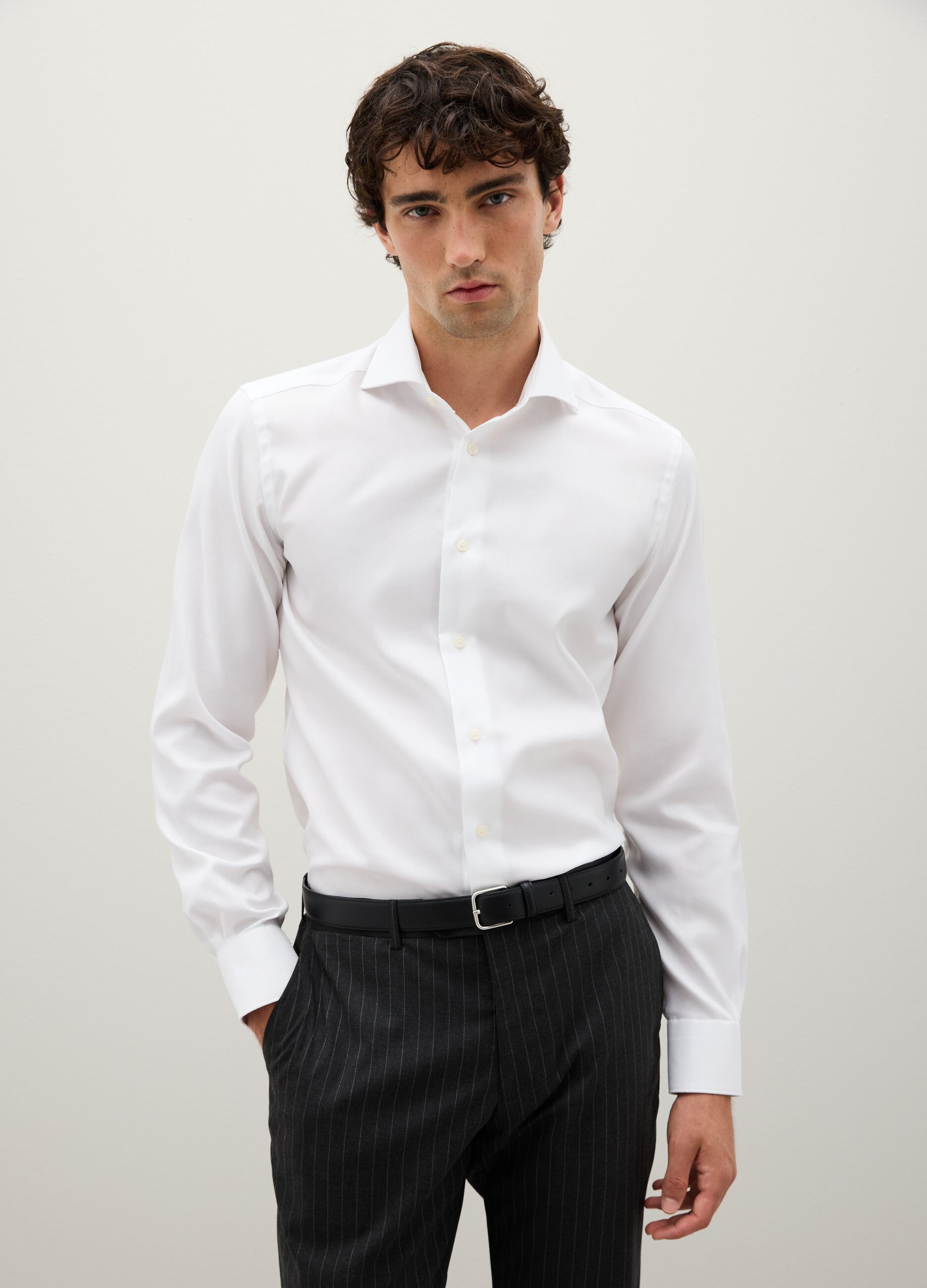 White Slim Fit Pure Cotton Shirt