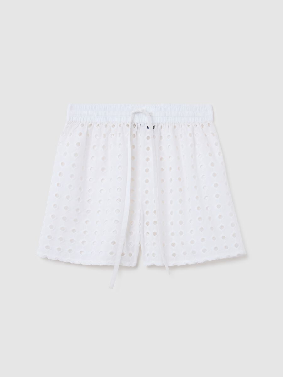 Women's White Pure Cotton Shorts_4