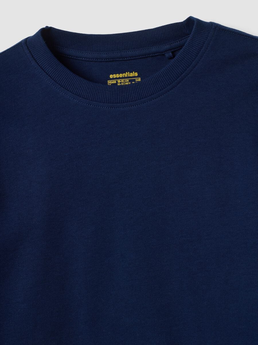 Navy blue organic cotton crew-neck T-shirt_2