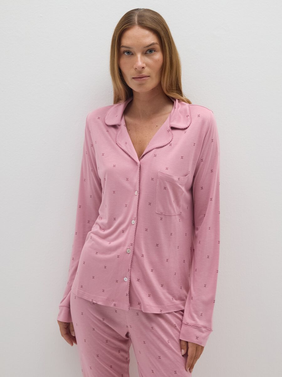 Maglia da notte rosa regular fit con bottoni_1