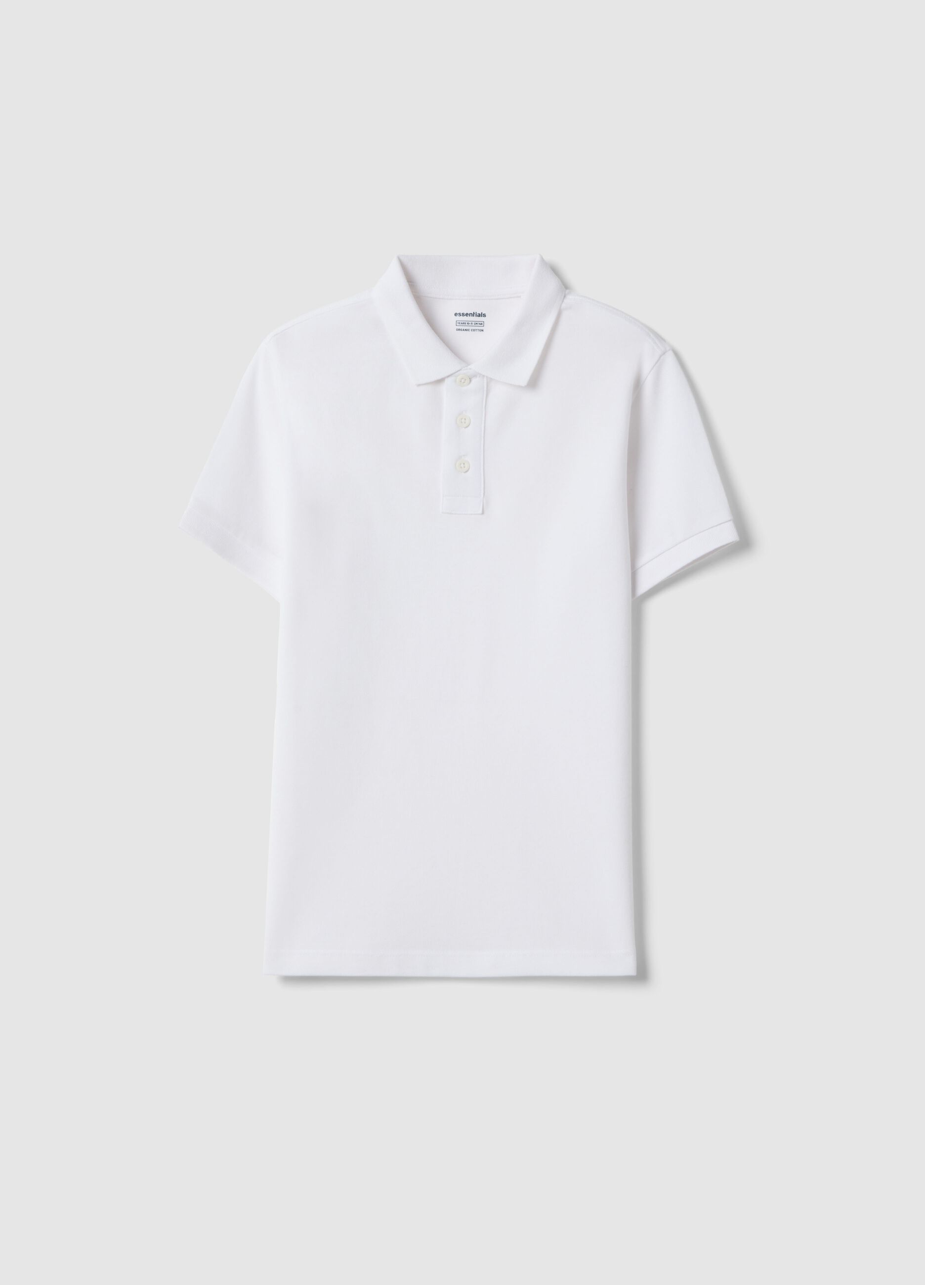 White organic cotton polo shirt for boys, regular fit