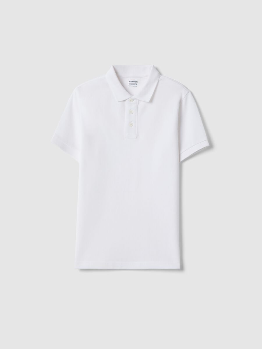 Polo in puro cotone biologico bianca da ragazzo regular fit_3
