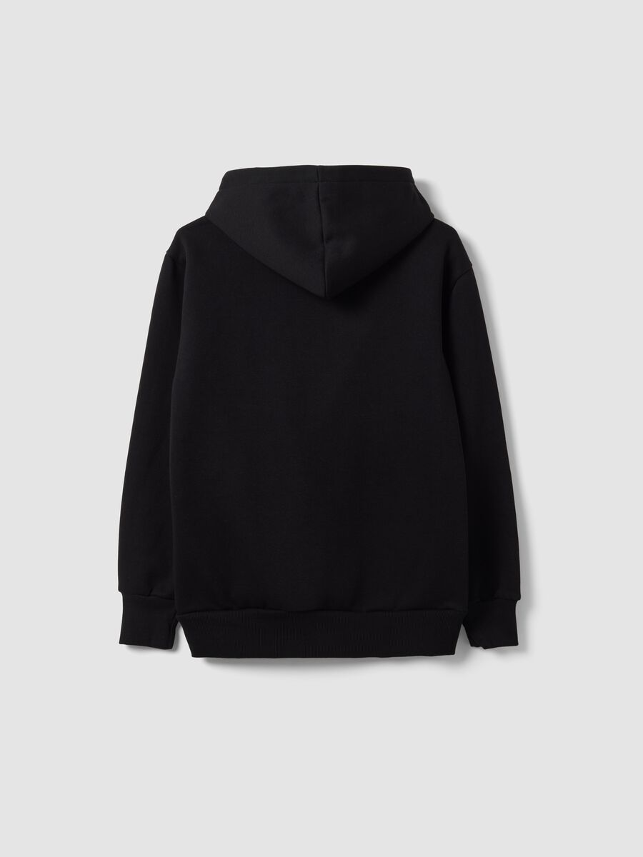 Black cotton-blend hoodie with Brooklyn Nets print for boys_5