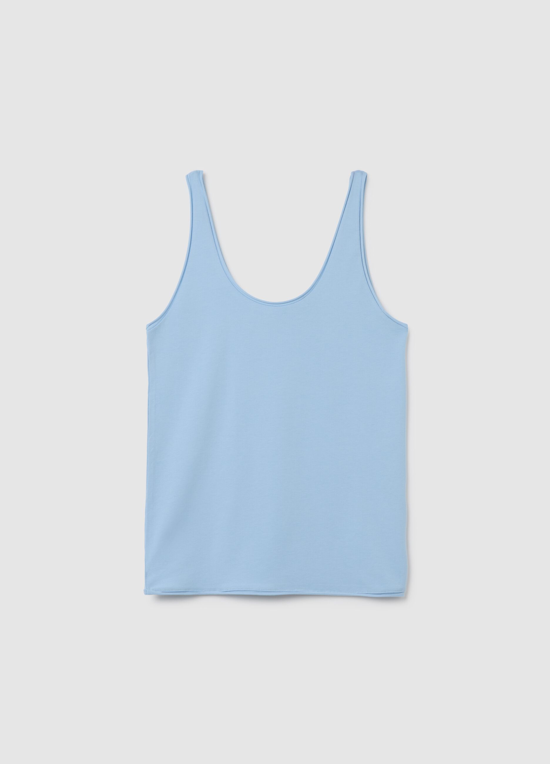 Canotta da donna in cotone elasticizzato azzurra regular fit