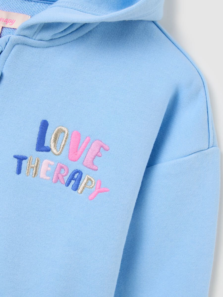 Oversized blue cotton blend girls' sweatshirt_3