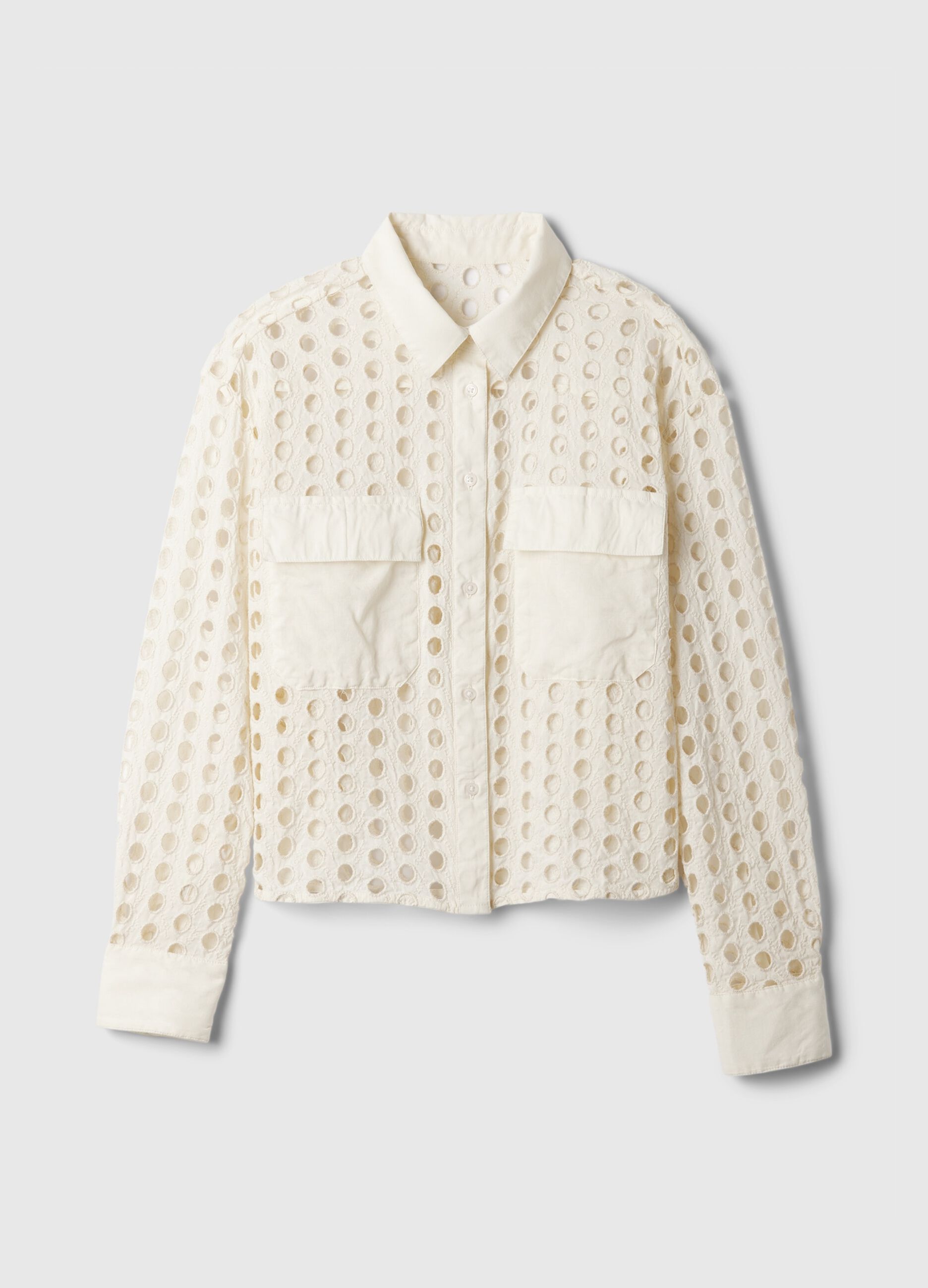Camicia cropped con dettagli traforati