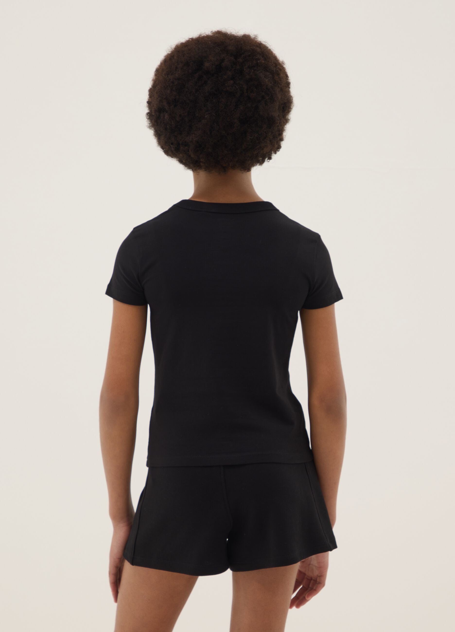 Girls&rsquo; black stretch cotton regular-fit T-shirt