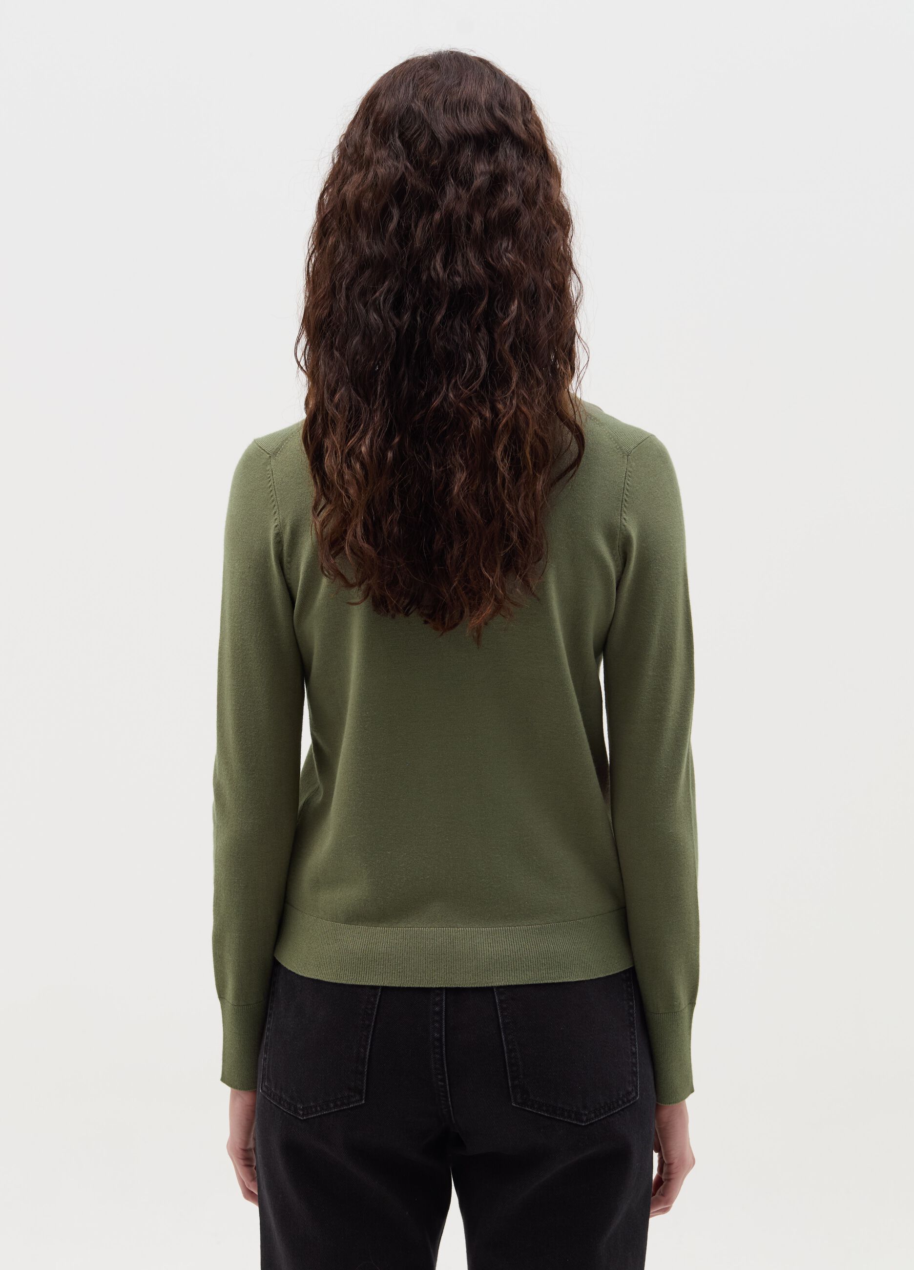 Cardigan girocollo tinta unita