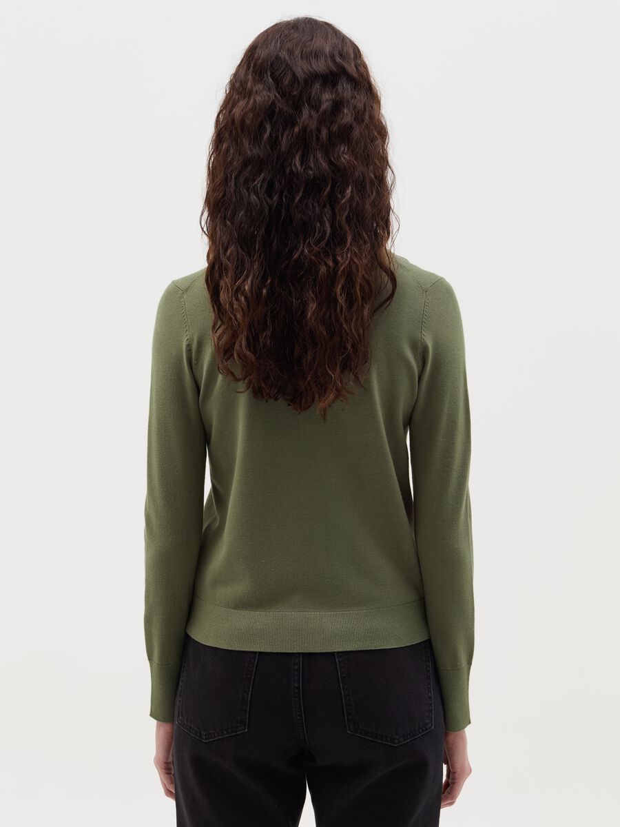 Solid colour cardigan with round neck_3