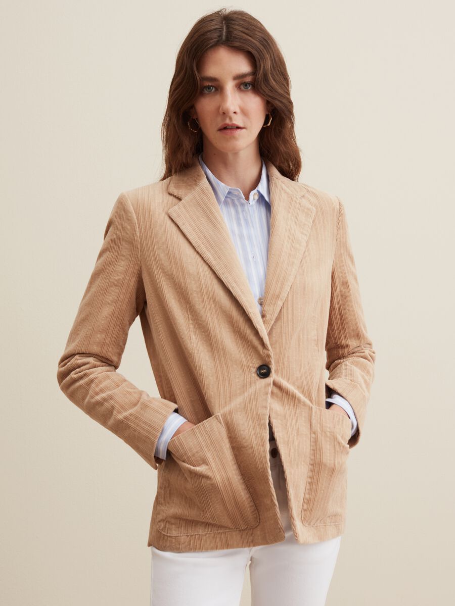 Single-breasted blazer in corduroy_0