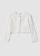 White fitted pure cotton knitted cardigan for baby girl_0