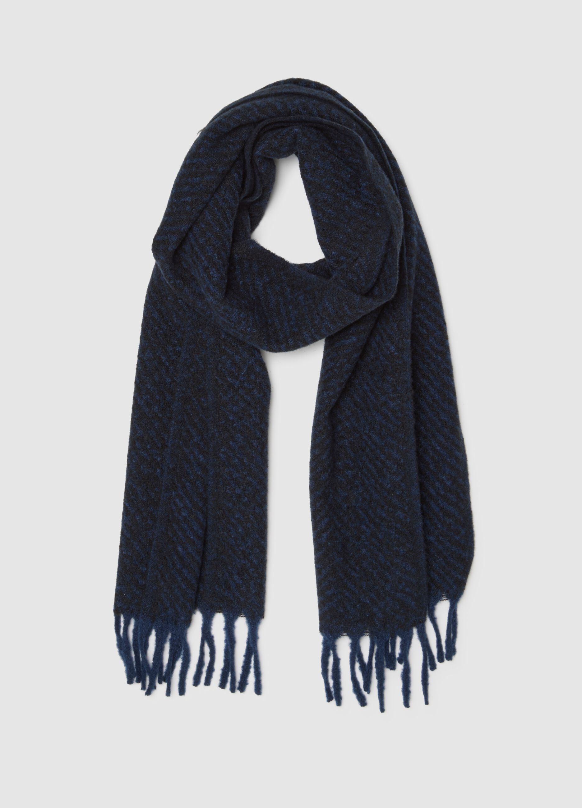 Blue Scarf with Braided Pattern