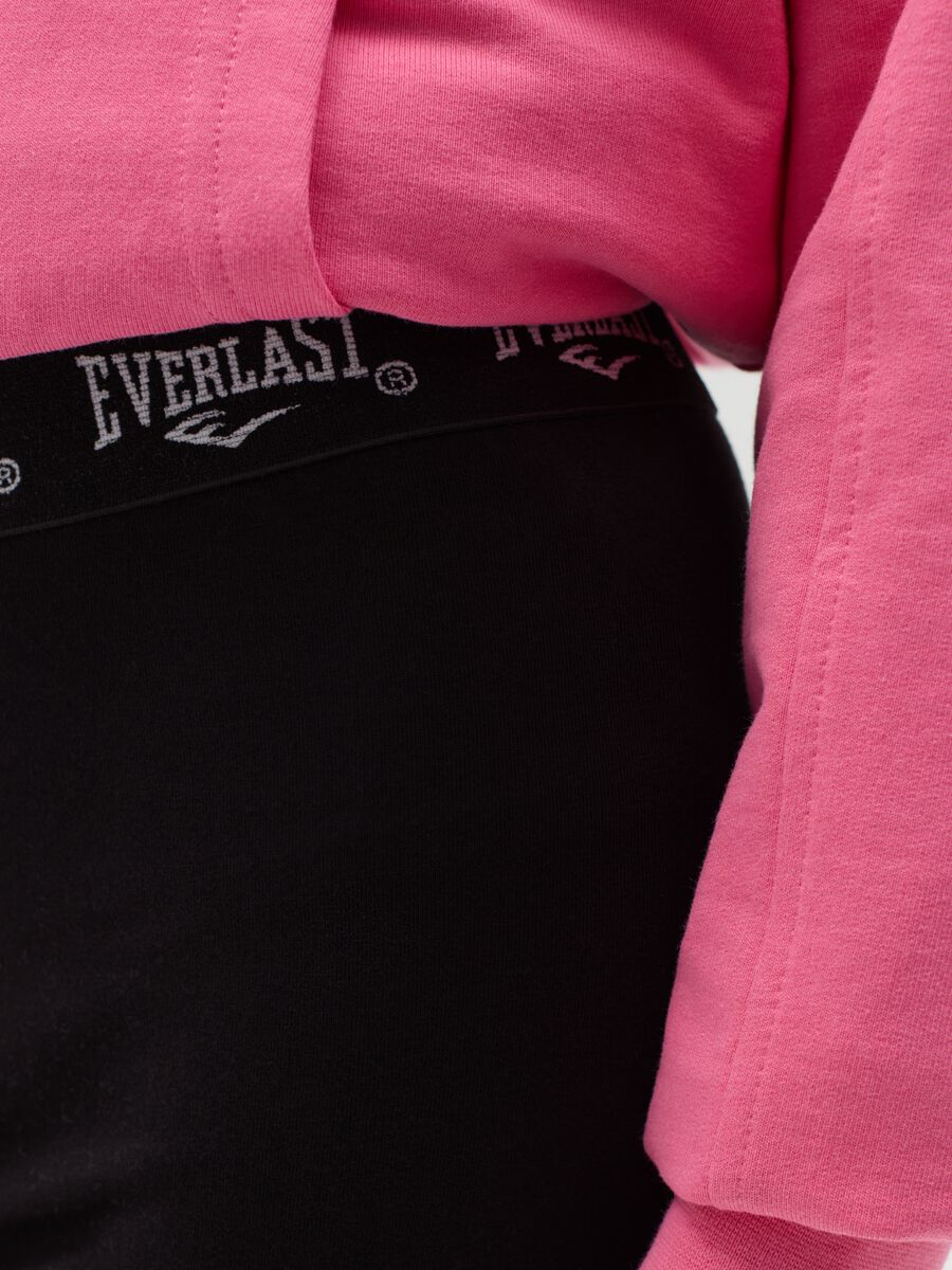 Stretch cotton leggings with logo print_1