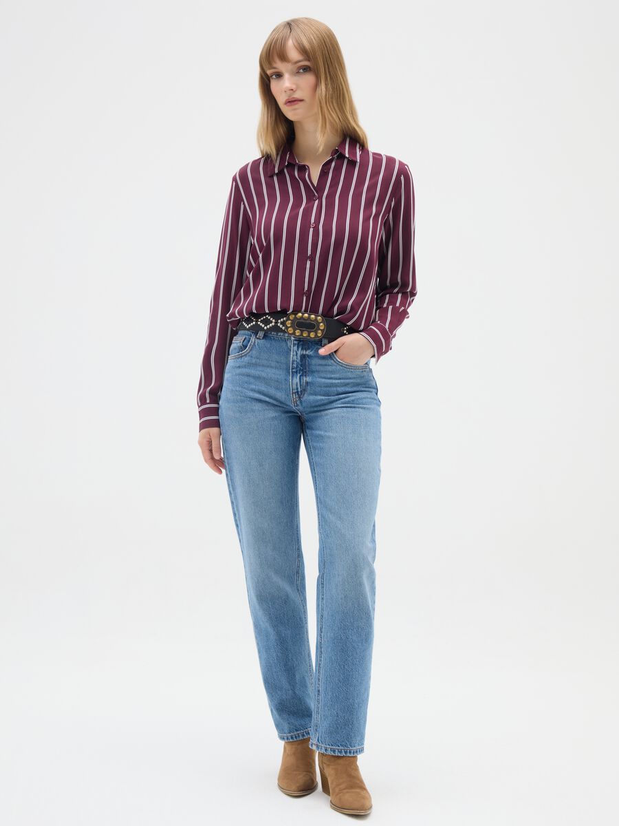 Bordeaux Striped Viscose Shirt_1