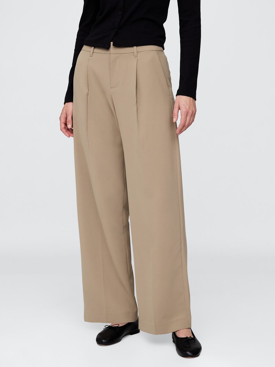 Beige Stretch Fabric Trousers_1