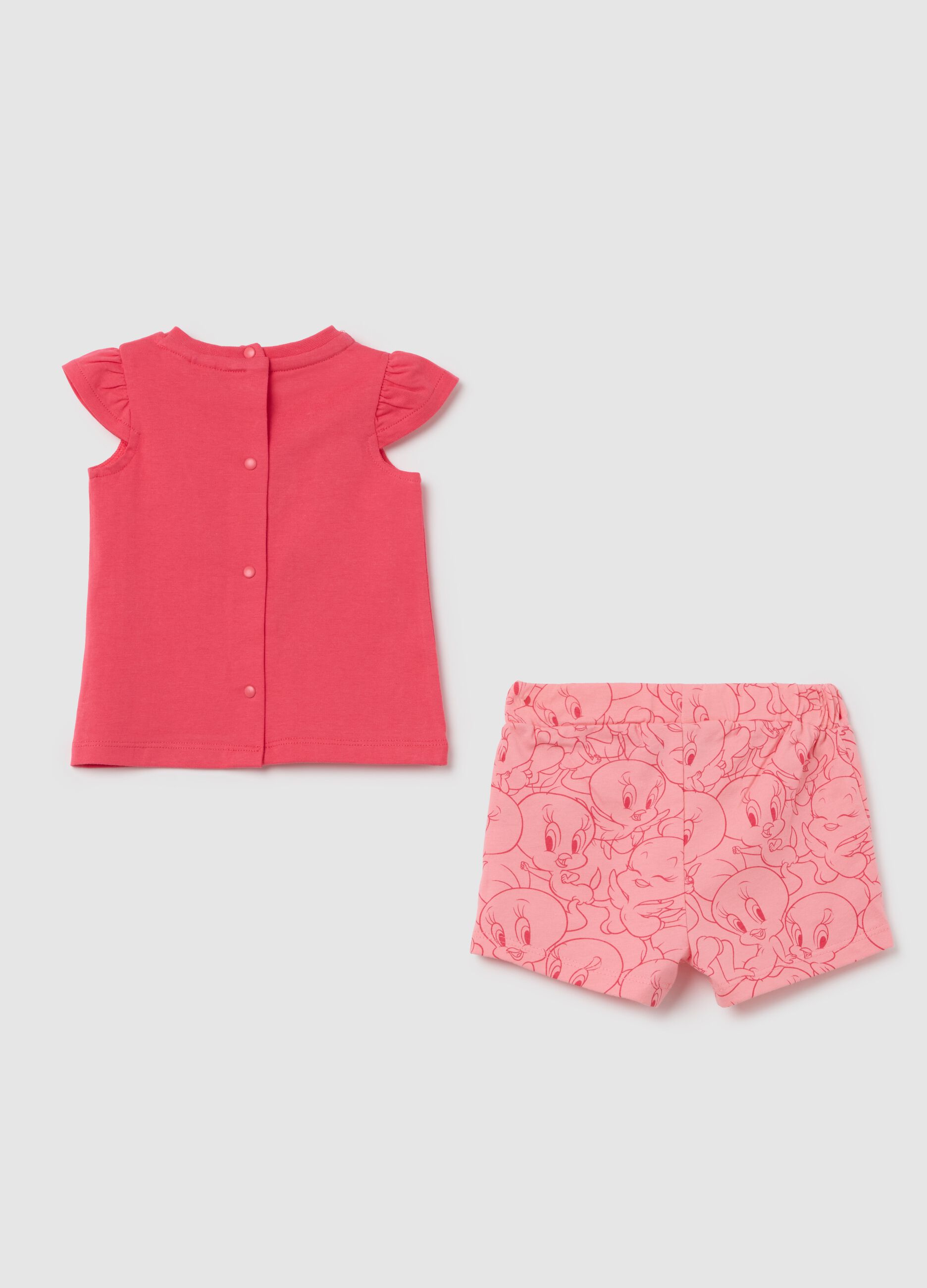 Baby Girl Set in Pure Red Cotton with Pattern