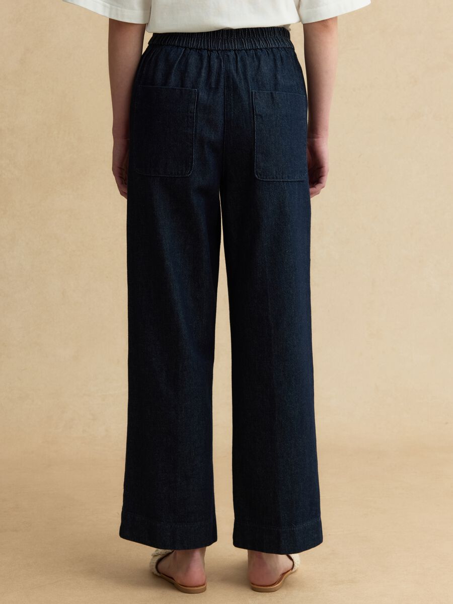 Blue denim jogger trousers in pure cotton, relaxed fit_2