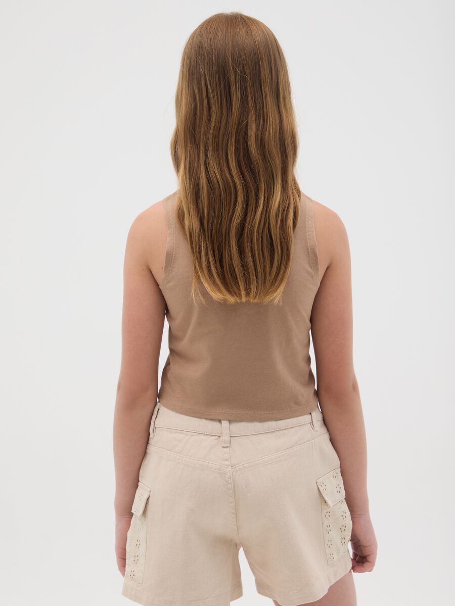 Brown regular fit girls' cotton crop top_1