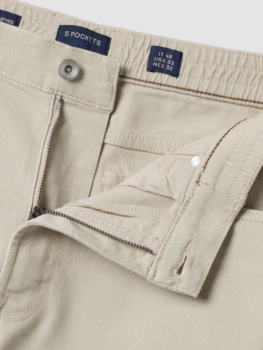 Grey straight-leg stretch cotton twill trousers_1